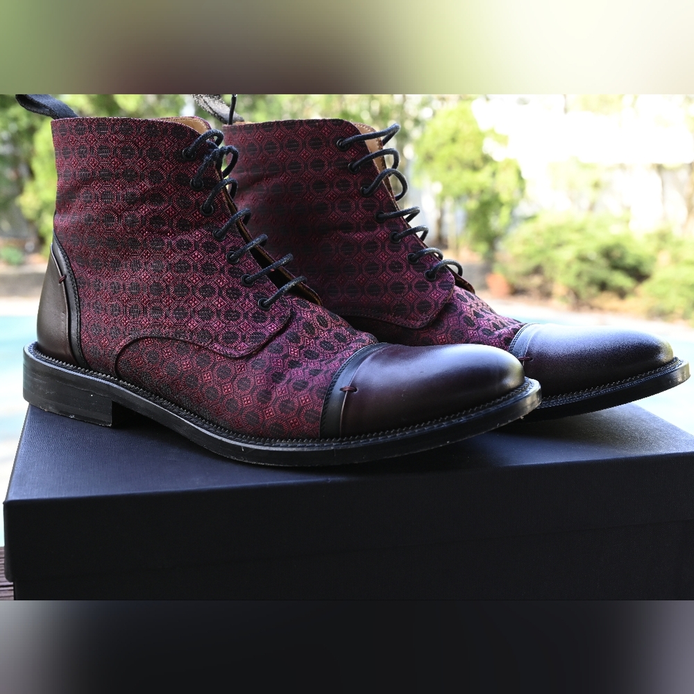 Taft Burgundy Patterned Men's Boots